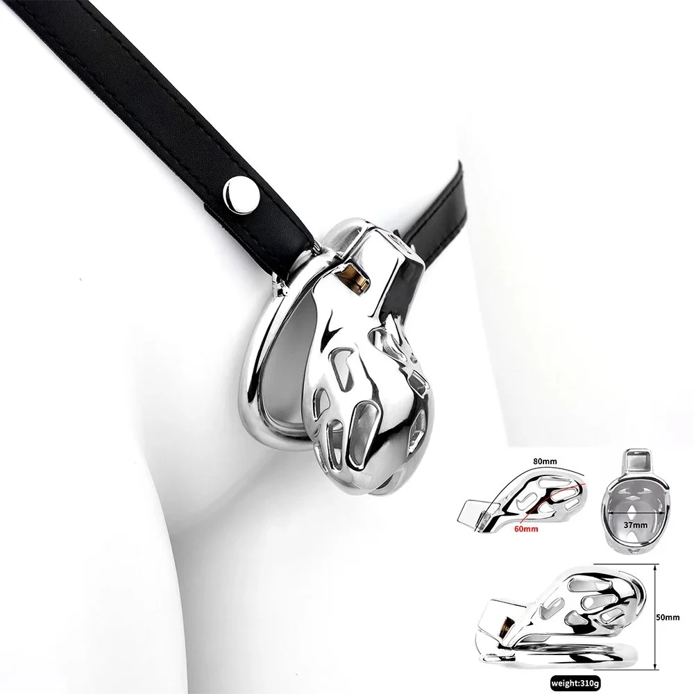 Four Size Male Chastity Device Gay Bird Cage Lock Cock Sex Restraint Ring Stainless Steel Chastity Cage with Wearable Belt