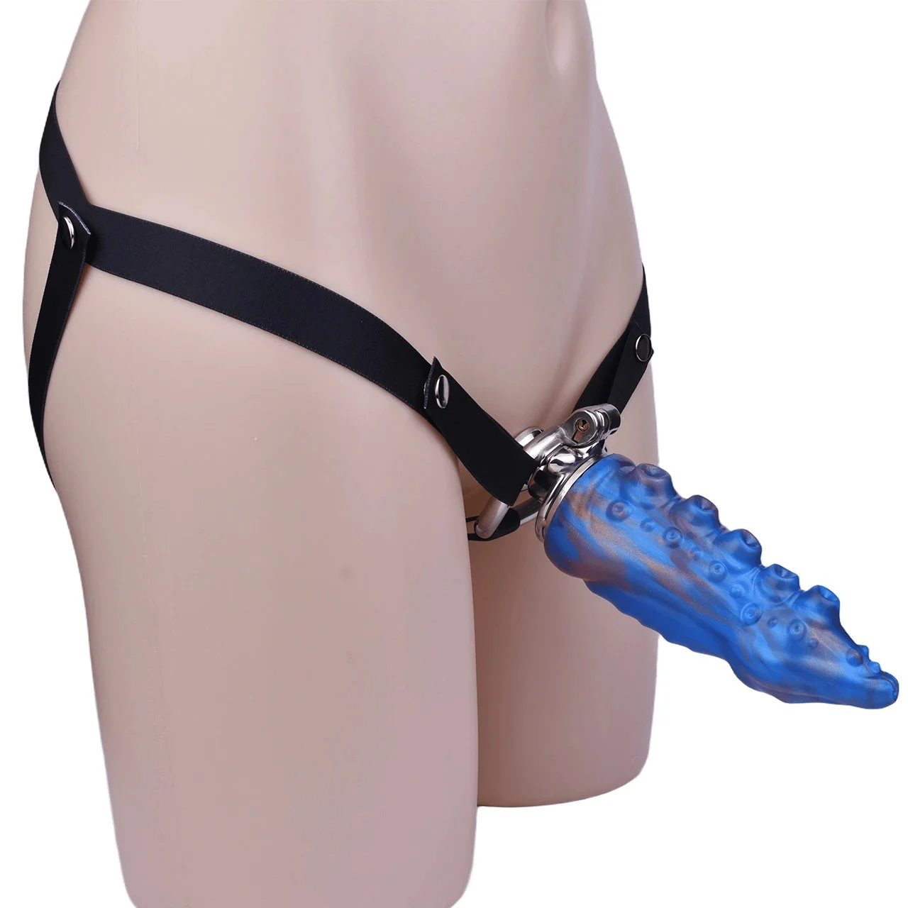 Chastity Cage Strap on Fantasy Tentacle Dildo, Fetish Sex Toys for Men,Male Negative Chastity Cage with Monster Dildo