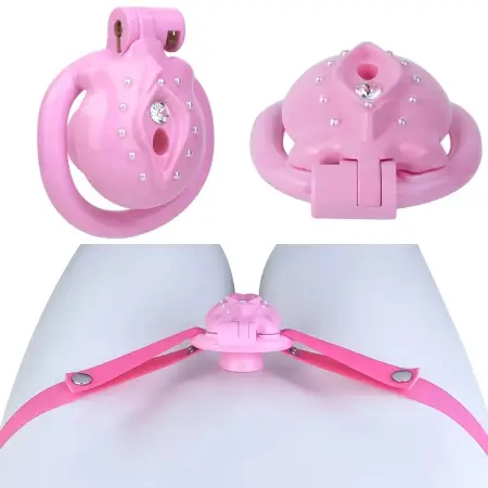 Inverted Flat Pinky Chastity Cage Clitoris 4 Size Ring Wearable Kit for Femboy Chastity Cage Belt Sissy Toys