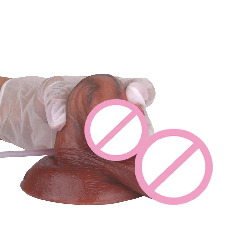 Realistic Squirting Penis Silicone Dildo Ejaculation Big Testicles Female Masturbator Anal Sex Toys for Men