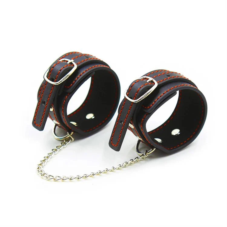 PU Leather Sex Toy Handcuffs Ankle Cuffs with Chains