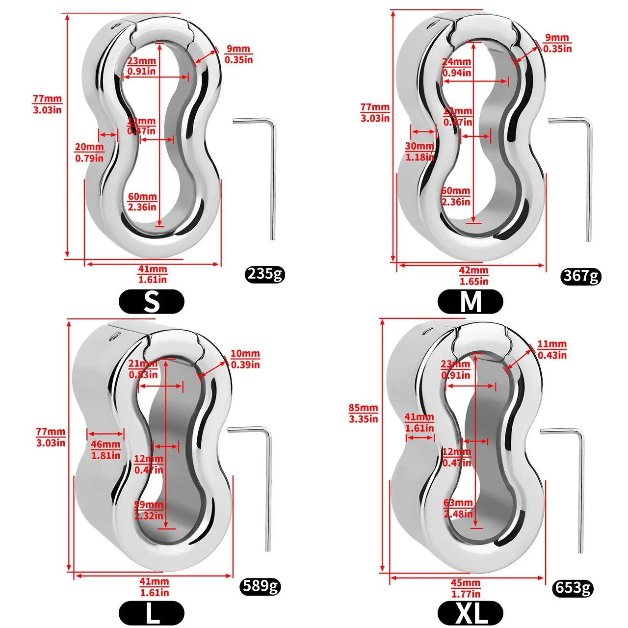 653g 4 Sizes Testicular Pendant Ring Weight Training Ball Stretcher Scrotum for Male Heavy Duty Ball Pendant Ball Cock Ring