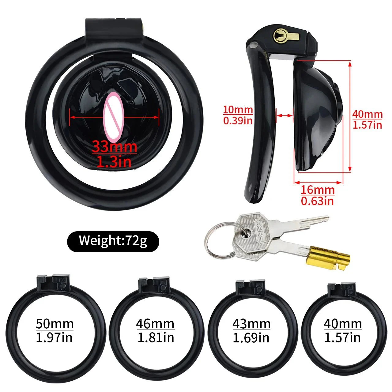 1.3 Inch Cock Cage with 4 Size Penis Rings Male Chastity Device Adult Products Sex Toys Delay Ejaculation Adjustable Penis Ring