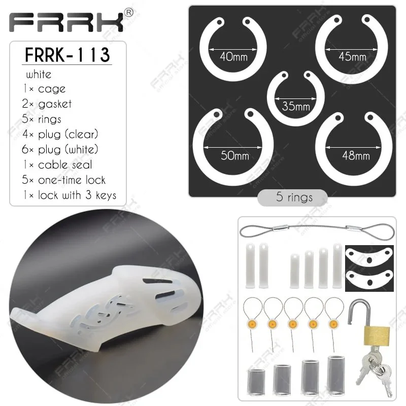 Hollow Penis Mamba Chastity Cage with 5 Cock Rings Padlock Escape Seal Upgrade Adults Sex Toys for Men