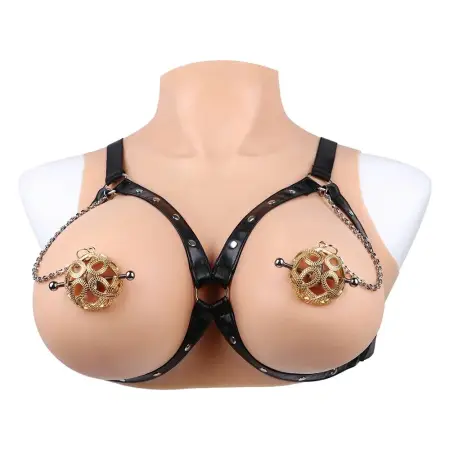 Latest 304 Stainless Steel Gold Spiked Nipple Clamps for Couple Bed Games Breast Stimulation Orgsm with Leather Sex Toys