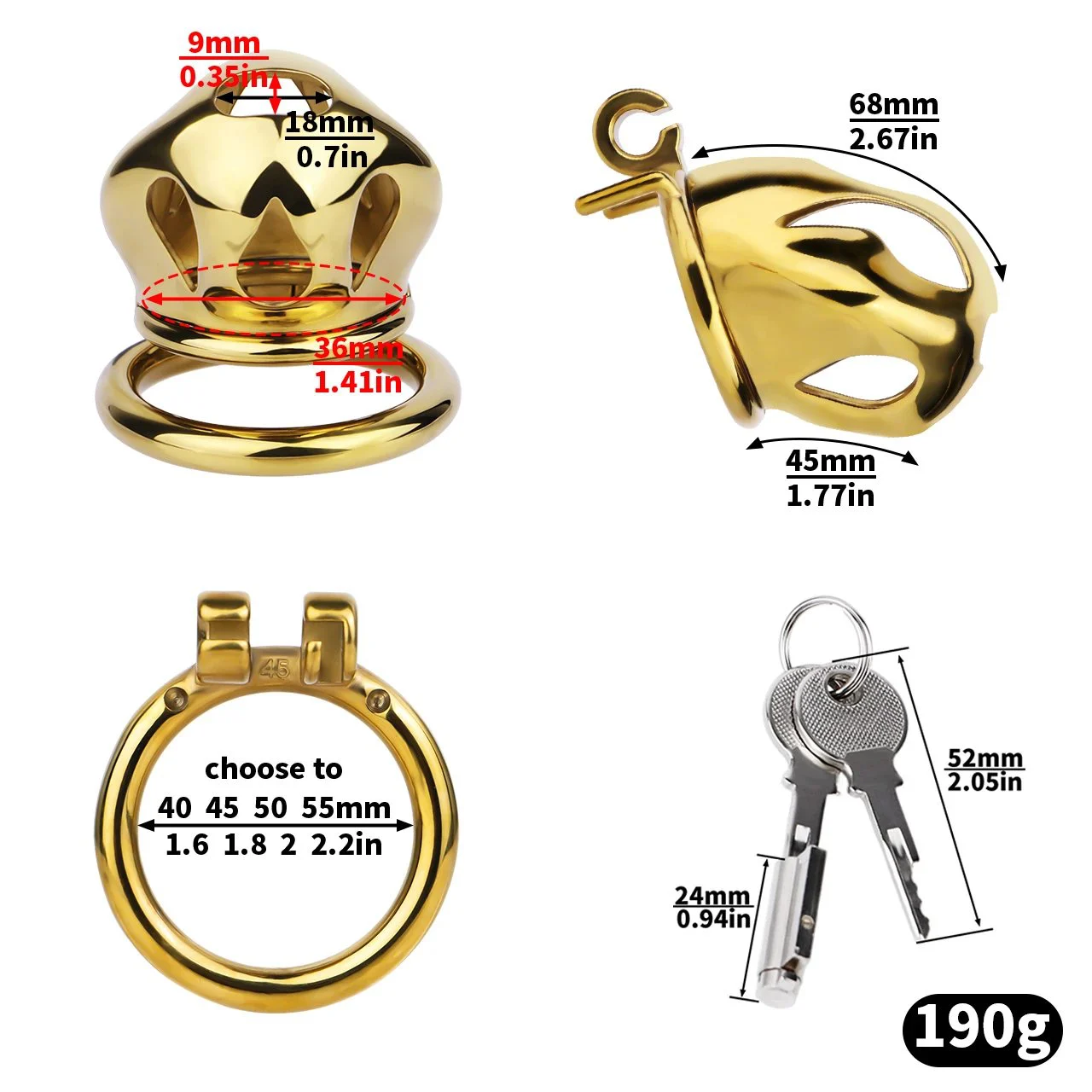 Chastity Belt Golden Cobra Chastity Cock Cage Bondage Sex Toys for Men Penis Exercise Metal Chastity Device Chastity Cage