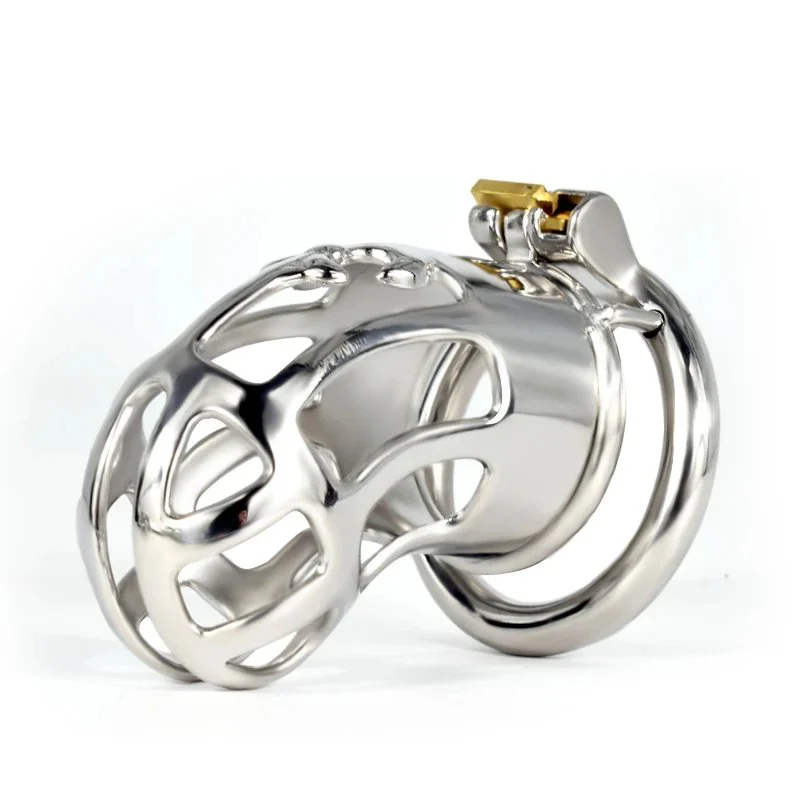 10cm Elongated Curved Stainless Steel Chastity Lock Cage for Male Other Sex Toy