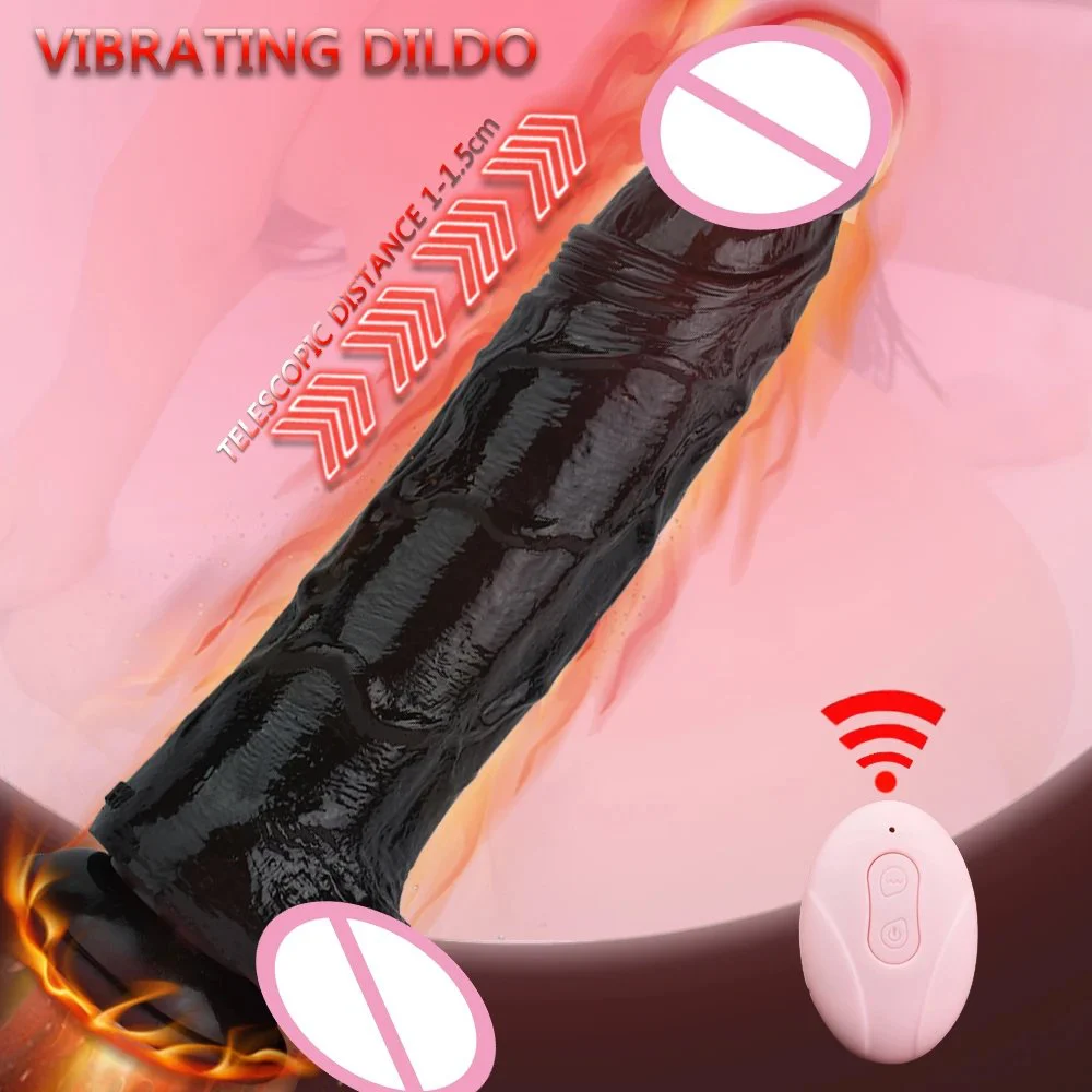 Realistic Dark Dildo 1.5cm Stretching Vibration Thrusting for Women Anal G Spot Stimulate Dildo Vibrator Sex Toy for Women