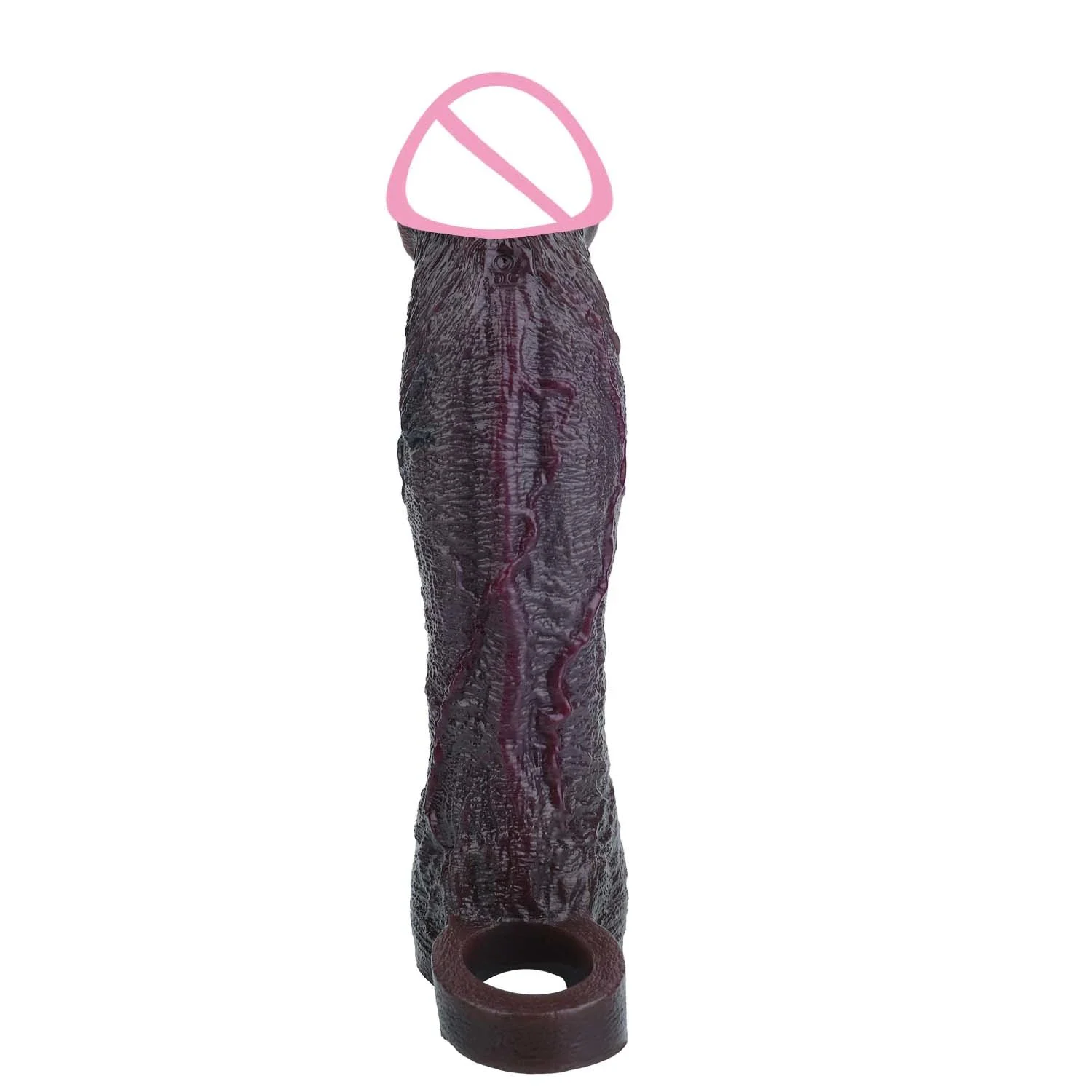 XL Realistic Vibrating Penis Cock Sleeve G-Spot Stimulator Hollow Dildo Ejaculation Delay Adult Sex Toy for Men