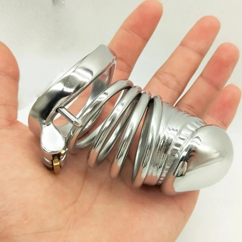 Big Cage 304 Stainless Steel Male Chastity Device Polished Metal Dildo Cock Cage for Man with Hollow Can Ventilate