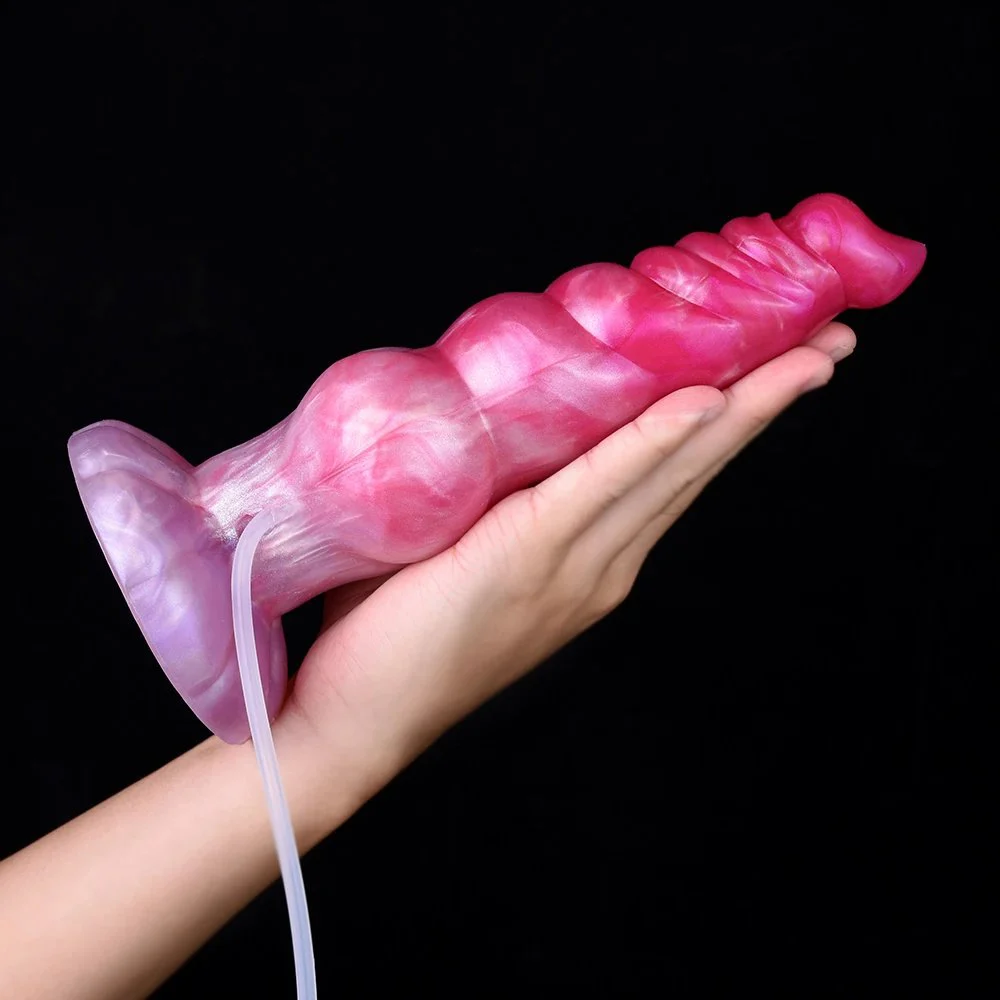 Big Size alien Cock Liquid Silicone Dildo Knot Ejaculation Dildo Suction Cup Spray Squirting Dildo for Women or Gay