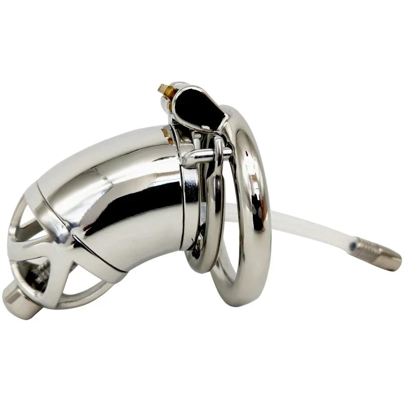 7cm Metal Male Cock Cage Lock Penis in Cage with Keyholder+clasp Man Chastity Cage with Cock Ring for Male