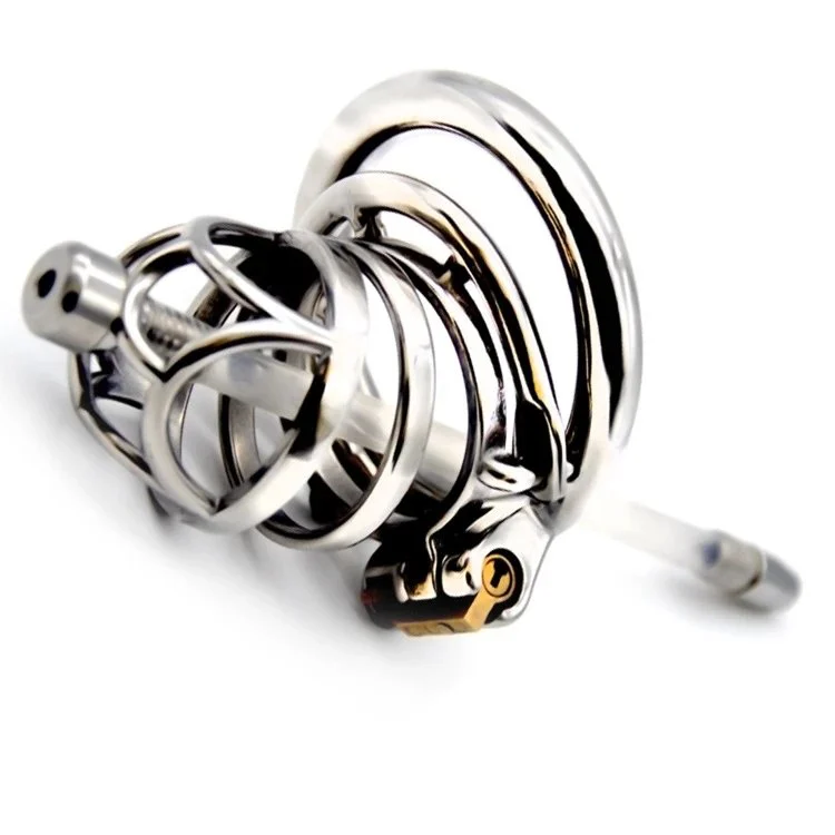 6cm Lock Penis in Cage Cock Cage Chastity Cage with Cock Ring Metal Chastity Device for Male