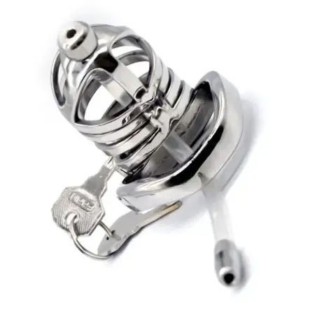 60mm 304 Stainless Steel Cock Cage Penis Cage Curved Ring Chastity Cage Male Chastity Device with Catheter