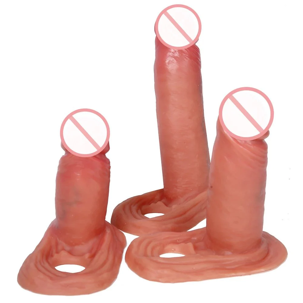 Realistic Penile Sheath 3 Different Sizes Male Wolf Braces for Men Condom Soft Liquid Silicone Waterproof IPX5 Adult Sex Toys