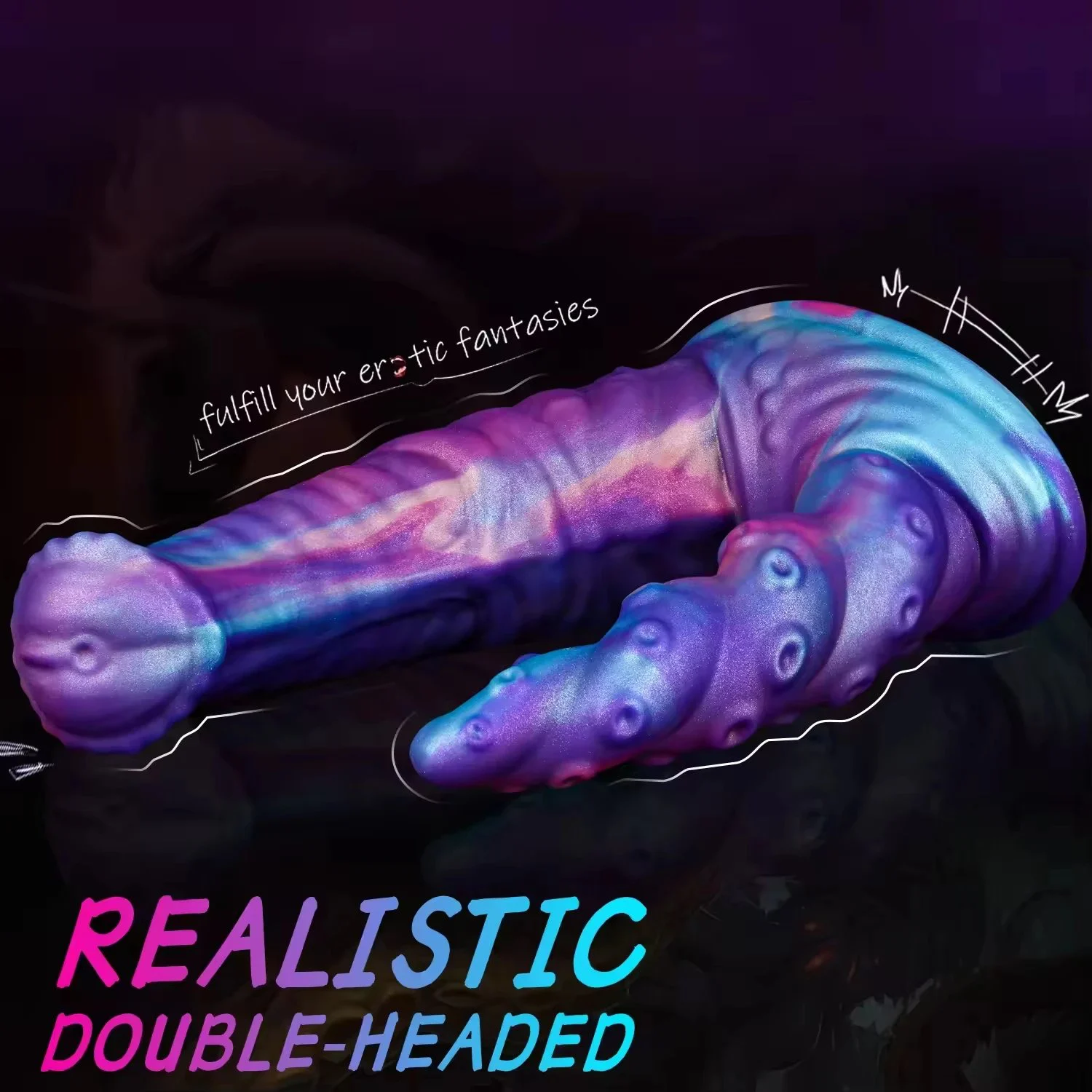 Newest Double Headed Realistic Soft Eco-Friendly Silicone Dildo IPX6 Waterproof Portable Unisex Intimate Toy