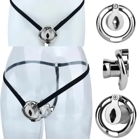 Cylinder Urethral Inverted Chastity Cage Device Metal Bead Anal Plug Dilator Combo Fetish Adult Sex Toys for Male Gay