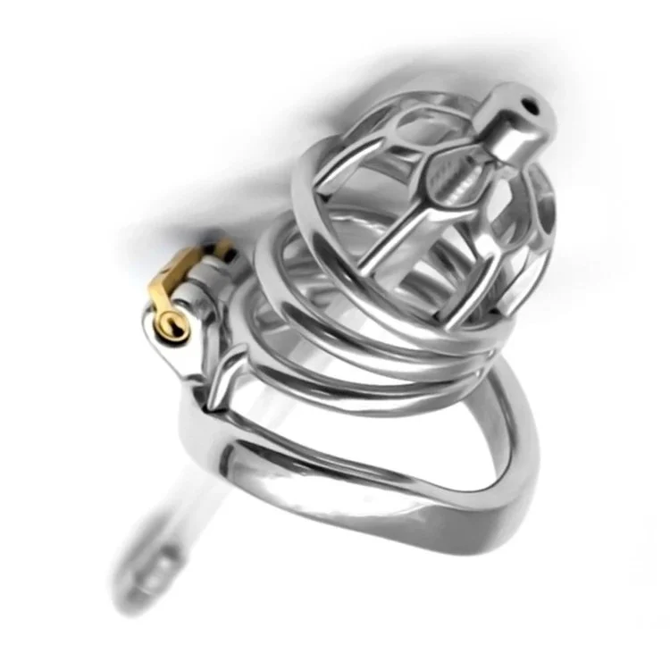 60mm 304 Stainless Steel Sm Sex Toys Penis Cage with Keyholder Male Chastity Device with Catheter Curved Ring Chastity Cage