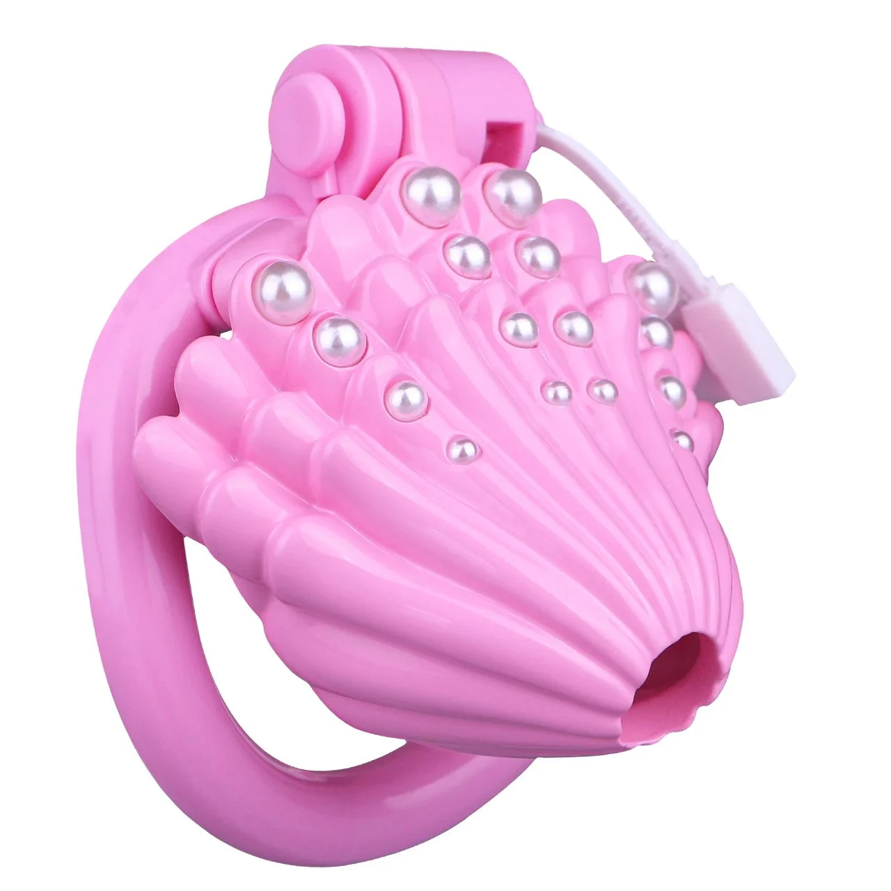 Pearl Shell Chastity Cage Kit ABS Resin Chastity Belt Elastic Strap on Urehtral Penis Lock Adult Sex Toy for Men Sissy
