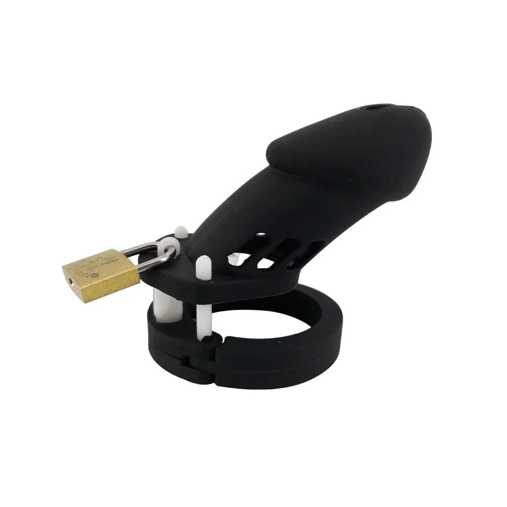 10cm 3.8cm Black Man Chastity Cage cock Lock Penis in Cage with Silicone Keyholder Chastity Male Chastity Device Sex