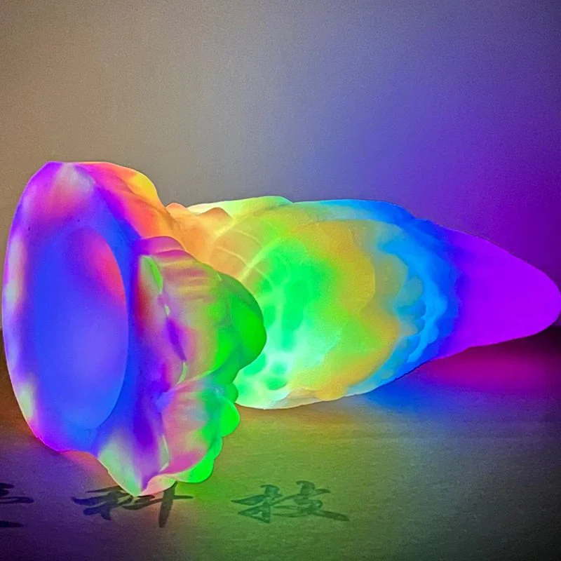 8 Inch Butt Plug Freaky Glowing Luminous Anal Dilator Gorgeous Dildo with Suction Liquid Silicone Adult Sexy Tool