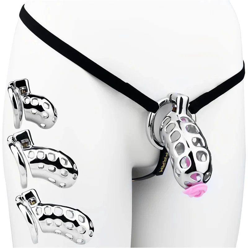 3 Color Silicone Real Clitoris Urethral Inverted Metal Male Chastity Cage BDSM Adult Game Urine Lock Cage Sissies Sex Toy