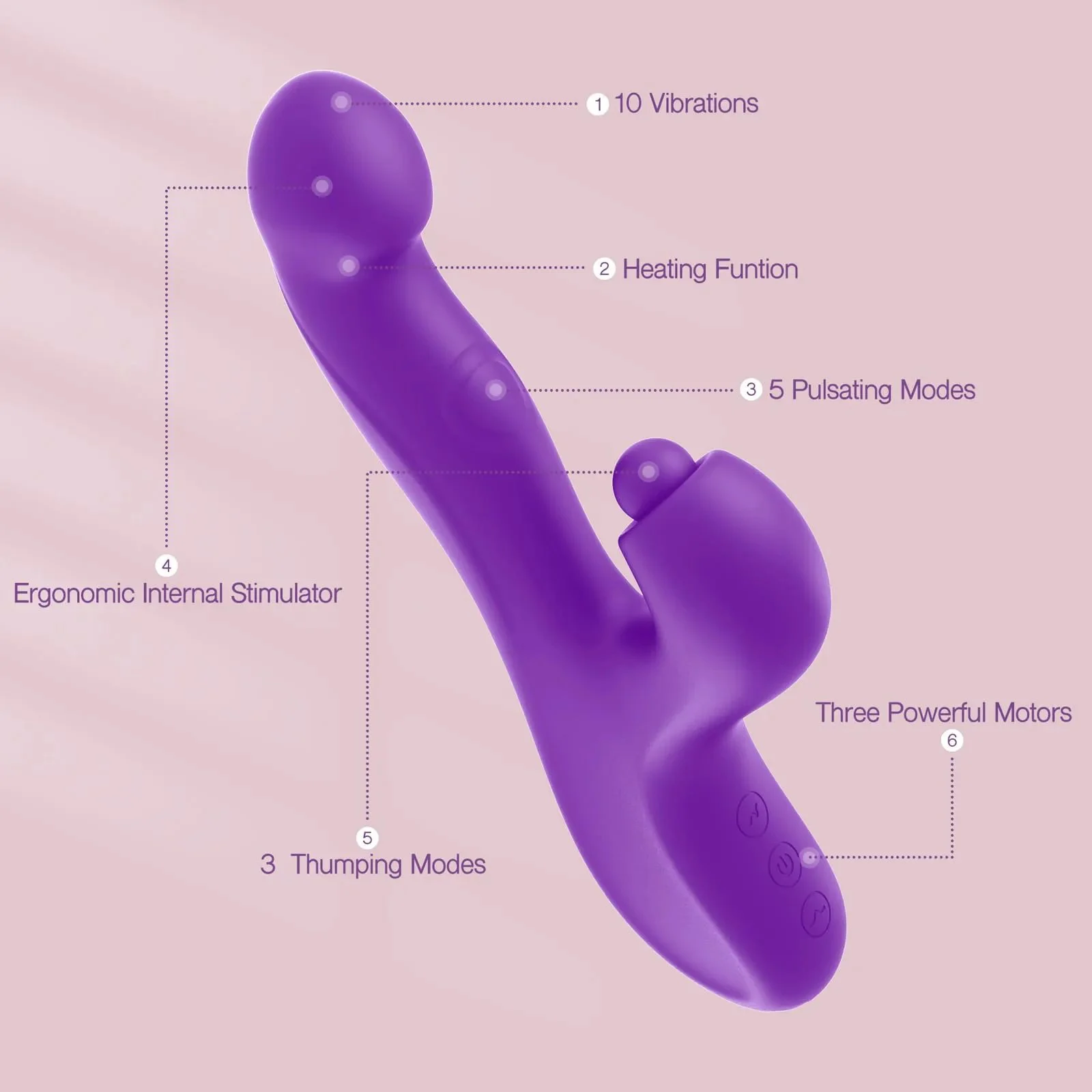 Pulsating Vaginal Vibrator Women Masturbation Toy Heating Function Clitoral Thumping Rabbit Vibrator for Clit G Spot Stimulation