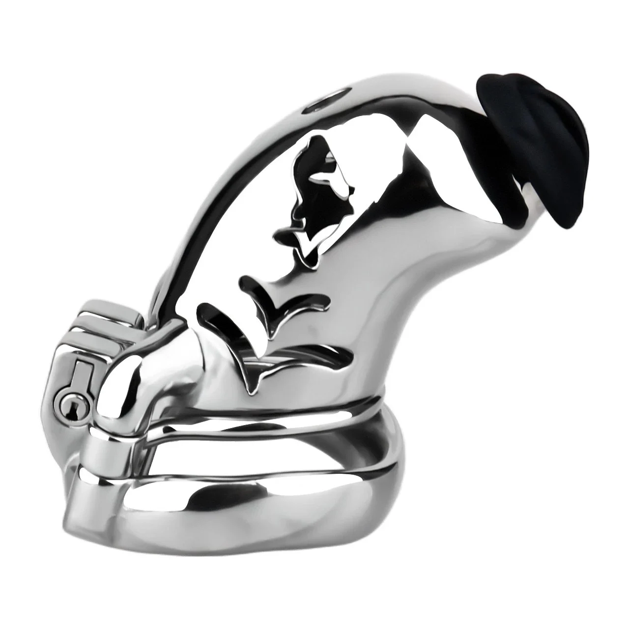 Curved Male Long Breathable Stainless Steel Stealth Lock Male Chastity Device,Cock Cage,Penis Lock, with Catheter & Belt