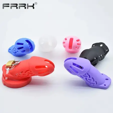 Hollow Penis Mamba Chastity Cage with 5 Cock Rings Padlock Escape Seal Upgrade Adults Sex Toys for Men