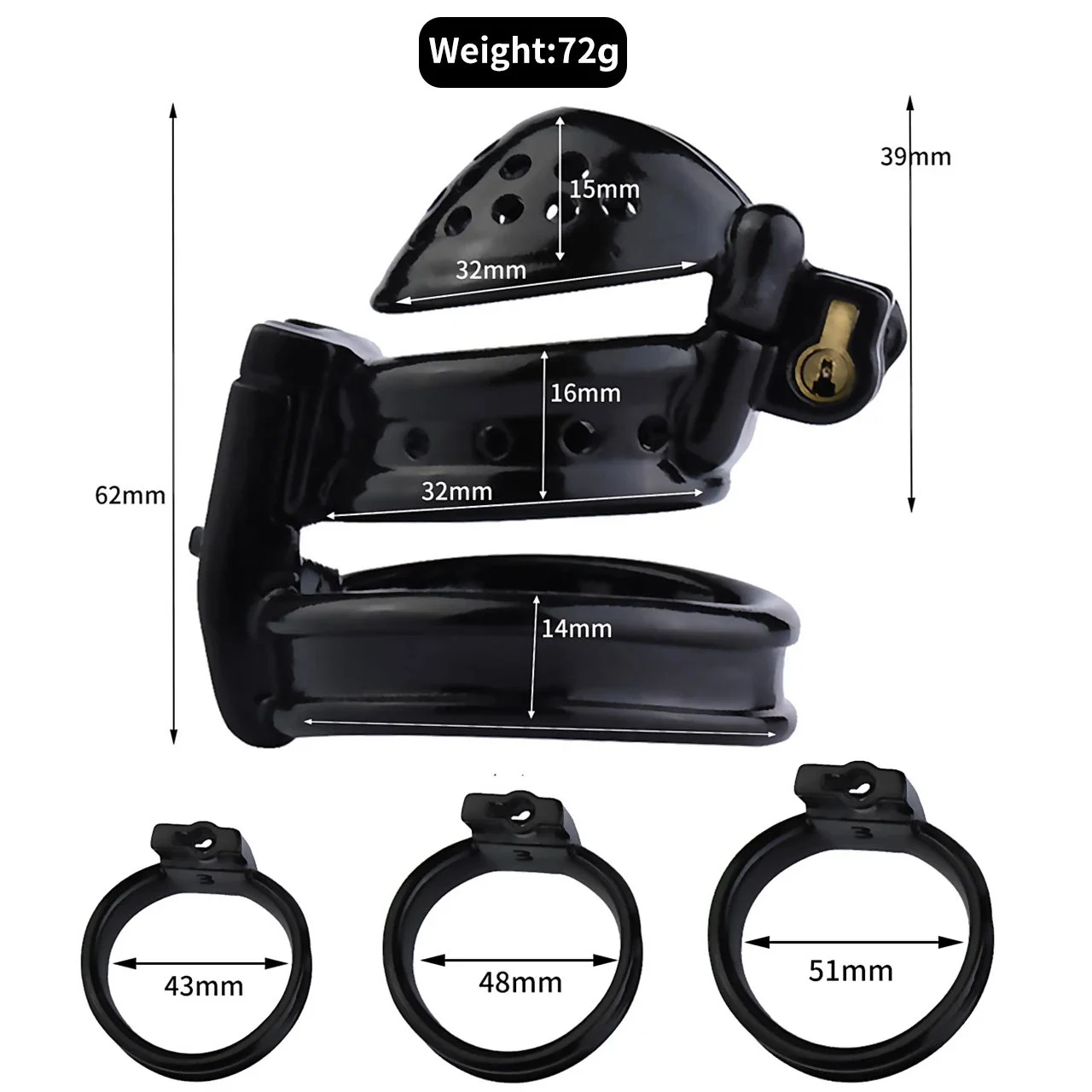 Male Cock Cage Chastity Device Chastity Cock Cage Device with 3 Active Sizes Rings Adult Sex Toy for Men Penis Exercise