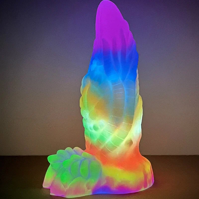 8 Inch Butt Plug Freaky Glowing Luminous Anal Dilator Gorgeous Dildo with Suction Liquid Silicone Adult Sexy Tool