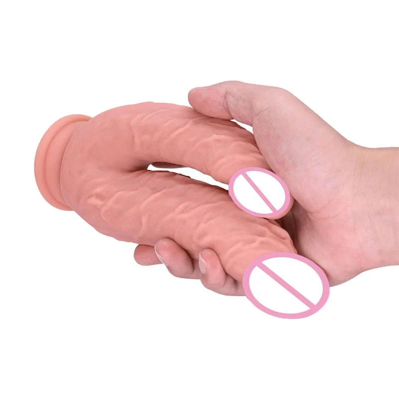 Double Head Huge Dildo Lesbian Vaginal Toys Big Penis Stimulation Double Penetration Silicone Dildo with Suction Cup
