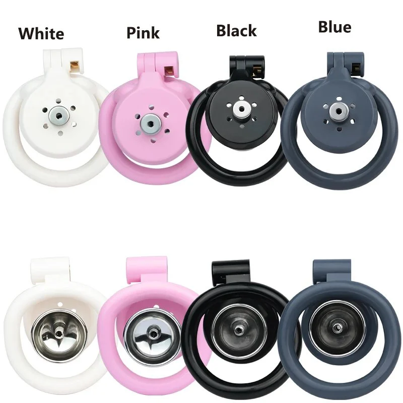 ABS Resin Inverted Flat Male Chastity Cage with Metal Urinal Catheter Lock Beginners Penis Cage Sex Toys for Men