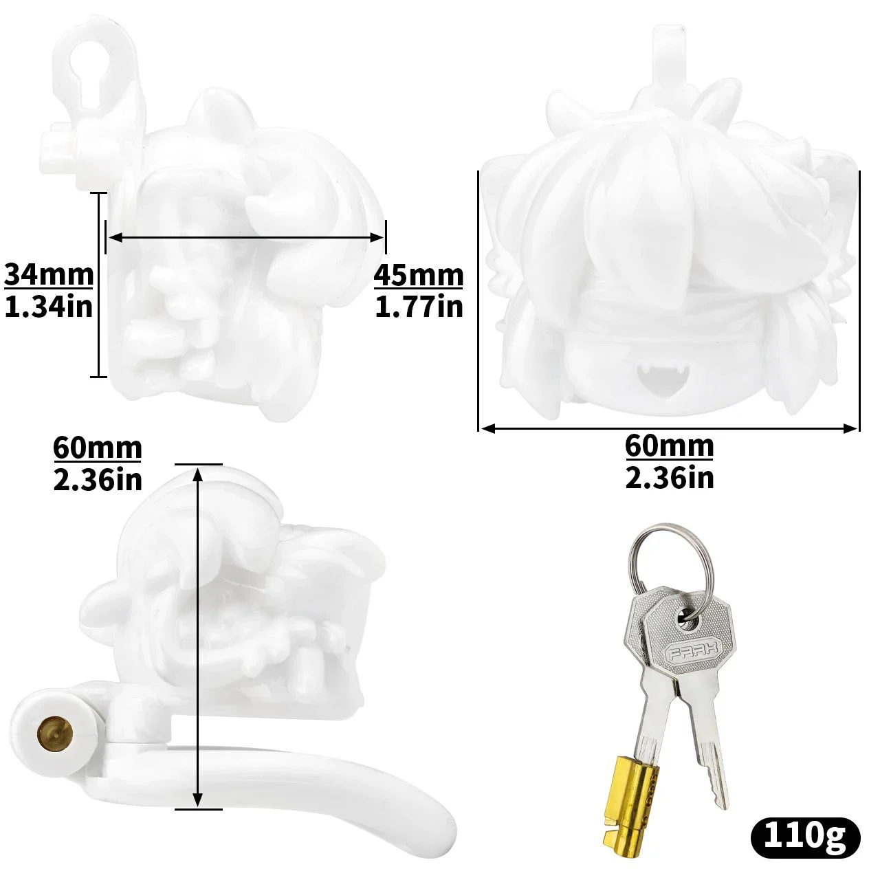 Male Cock Cage ABS Resin Material White Color with Four Sizes Chastity Sex Toys Shop