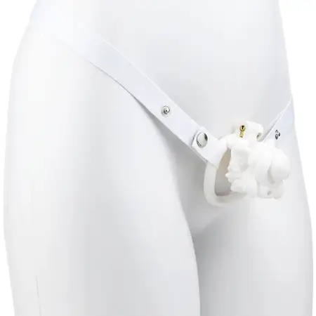 Adult Shop ABS Resin White Cock Cage Penis Ring Dick Lock Bondage Belt Fetish Sex Toy Chastity Cage for Men