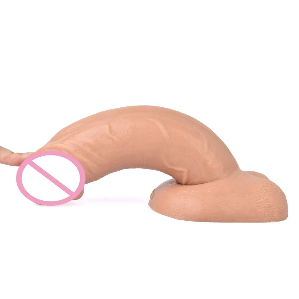 8.07 Inch Huge Lifelike Artificial Sex Toy Skin Color Lifelike Silicone Thick Dildo for Women with Suction Cup