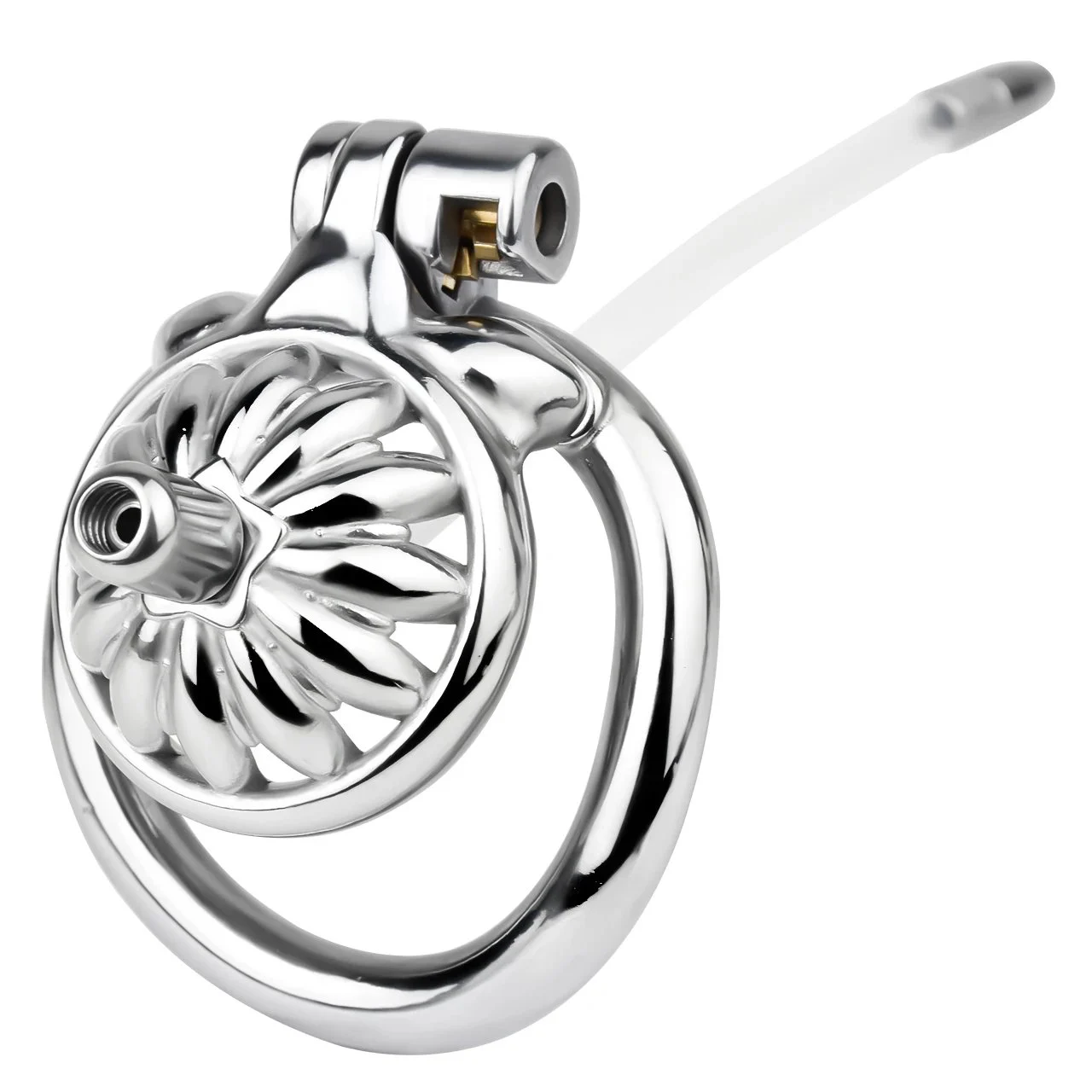 Flower Shape Male Cock Cage Chastity Device Bondage Gear with Silicone Metal Catheter