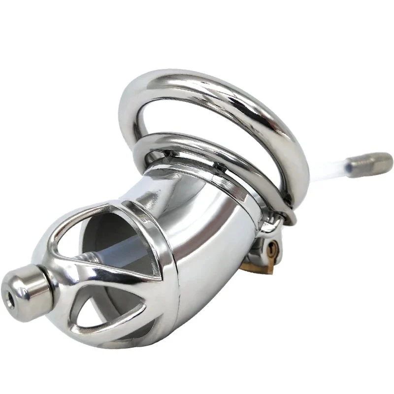 7cm Metal Male Cock Cage Lock Penis in Cage with Keyholder+clasp Man Chastity Cage with Cock Ring for Male