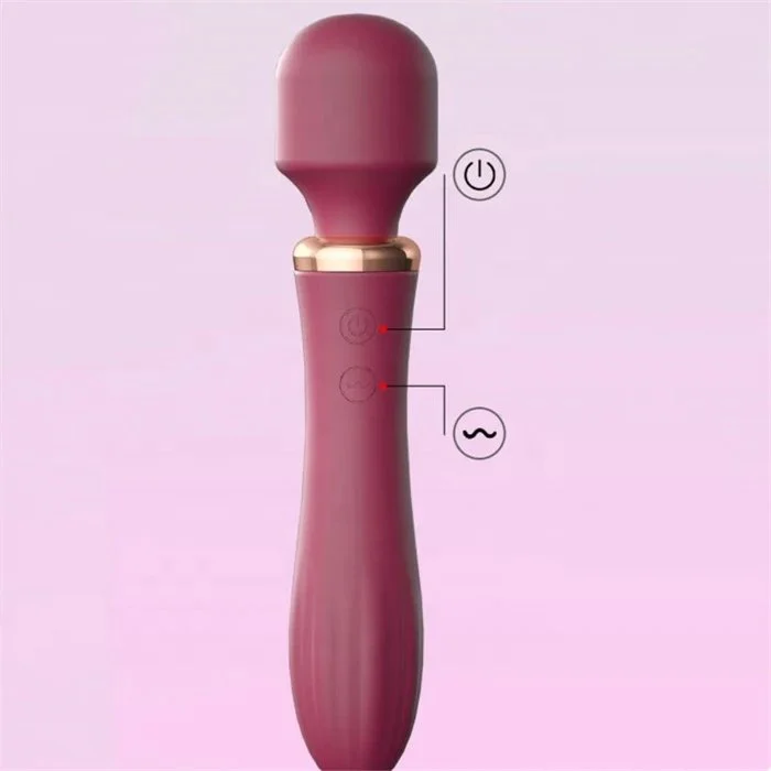 USB Rechargeable 10-Vibration Waterproof Silicone Heating Wand Massage Double-Head G-Spot Vibrator Dildo