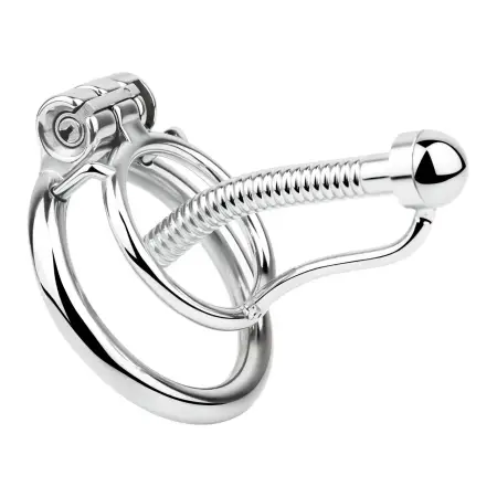 Adult Cock Cages Sex Toy SM 304 Stainless Steel Western Sword Chastity Lock with a Hollow Threaded Catheter 3 Sizes Available