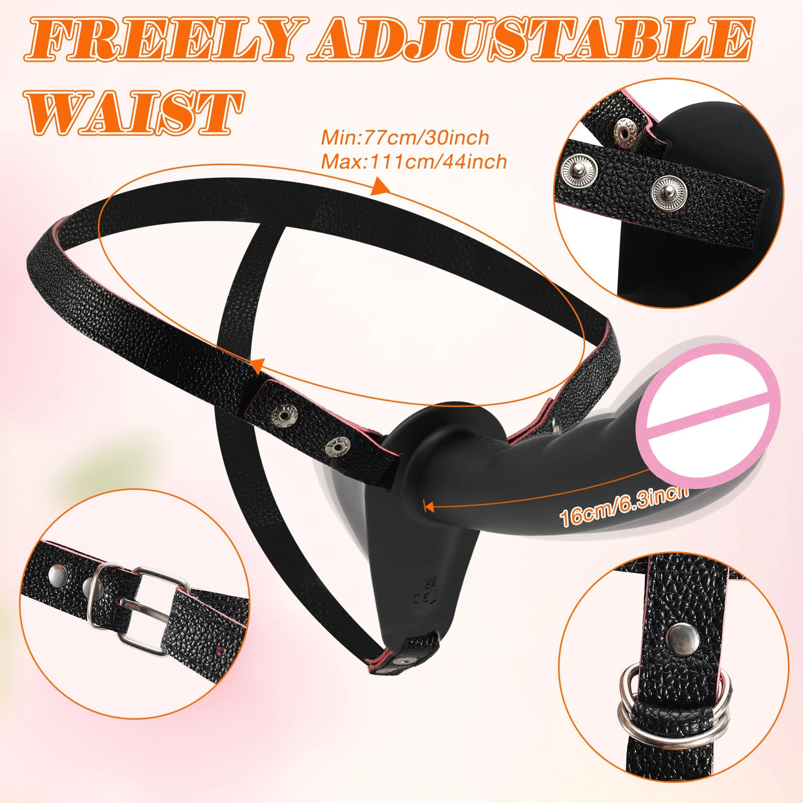 Remote Control Strap on Vibrating Silicone Dildo Adjustable Harness Double-Ended Lesbian Sex Wearable Dildo Vibrator for Women