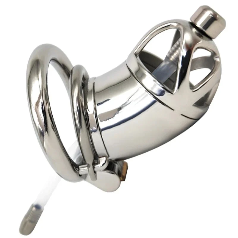 7cm Metal Male Cock Cage Lock Penis in Cage with Keyholder+clasp Man Chastity Cage with Cock Ring for Male