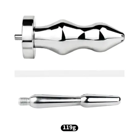 Metal Butt Plug Stainless Steel Butt Plug with Silicone Catheter Male Gay Adult Sex Toys