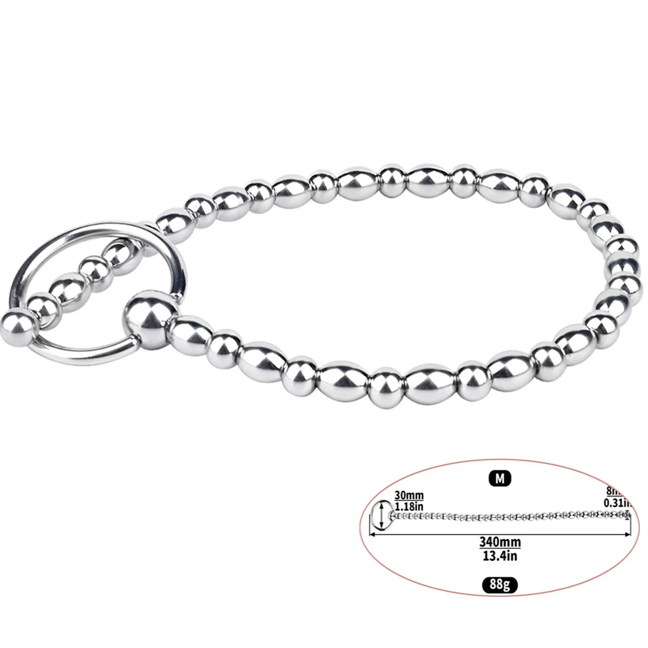 Male 33cm Penis Beads Urethral Dilator Massage Stick Stainless Steel Prostate Massager Delay Masturbation Sex Toys for Men