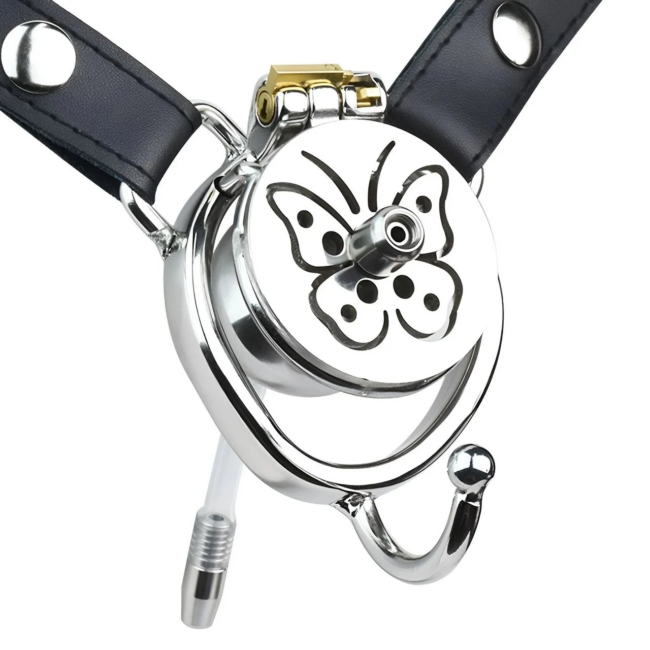 4 Size Male Chastity Device With Catheter and Testicles Brackets Strap on Dildo