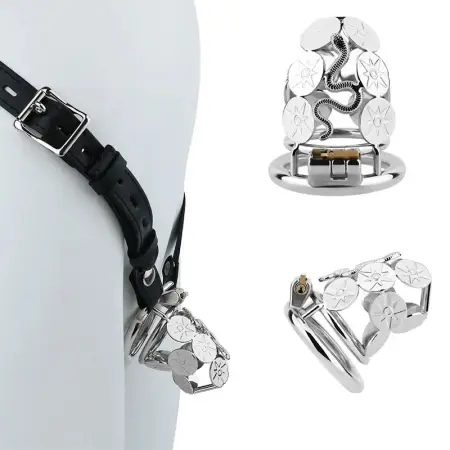 Mysterious Serpent-Themed Stainless Steel Male Penis Chastity Cage a Comfortable and Breathable Male Restraint Sex Toy