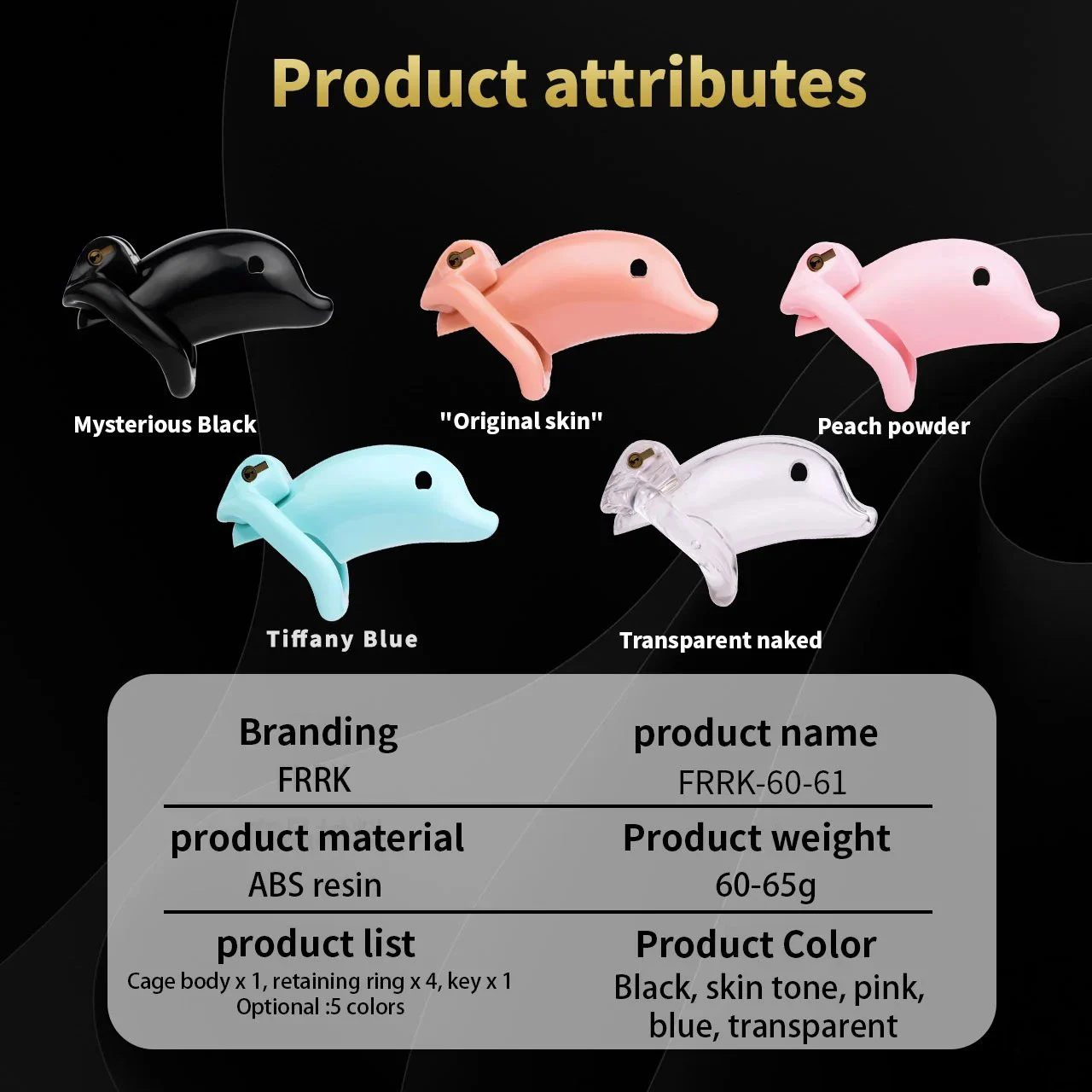 60 Dolphin Small Male Chastity Device ABS Resin Cock Cage Penis Ring Penis Sleeve BDSM Fetish Bondage Adult Toy for Men