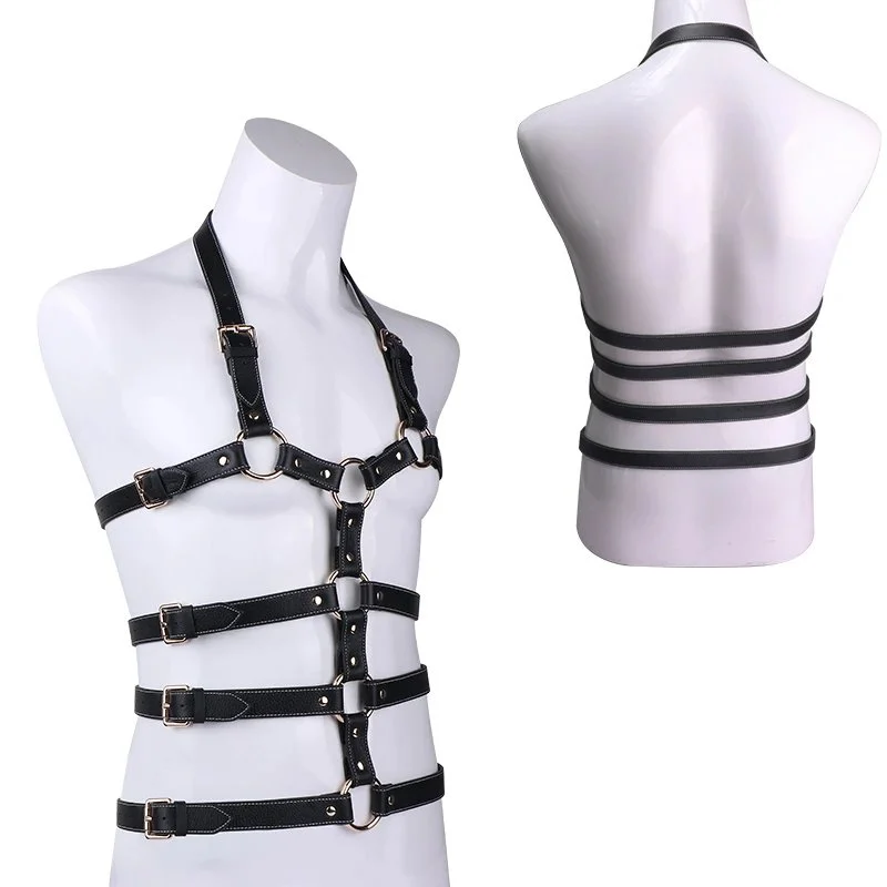 Men's Hardcore Harness Psyche Mancrush Sexual Chest Flame Spine Shirt Soft Leather Material Suitable for Male