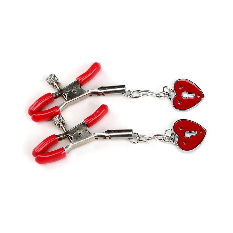 Metal heart breast clip sex toy breast clip couple training flirting breast clip adult product