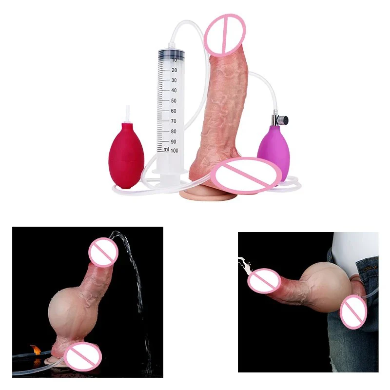 7.8 Inch Inflatable Squirting Dildo G-point Stimulation Penis Liquid Silicone Realistic Orgsm Ejaculation Adult Sex Toys for Women
